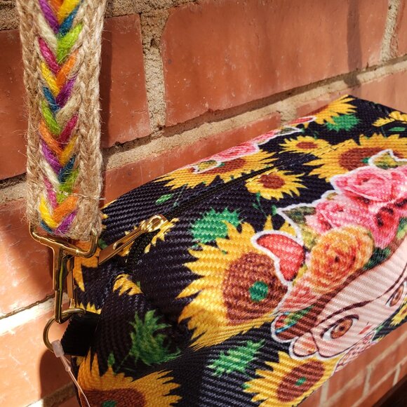 BNWT ARTESANTA Sunflower Frida Kahlo (OS) black / yellow shoulder strap - Picture 5 of 6